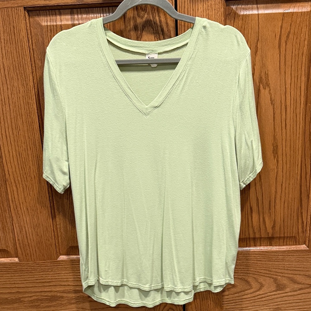 Sew In Love Mint V-Neck Short Sleeve Top